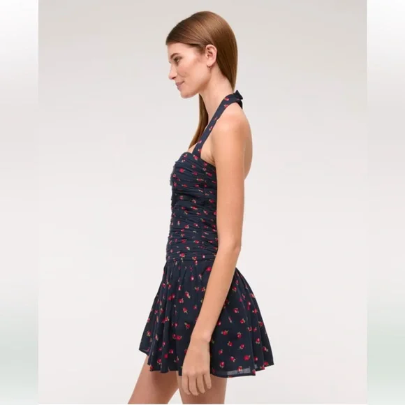 🫎A&F Emerson Drop-Waist Strawberry Mini Halter Dress XS NWT🍓 - Picture 11 of 12